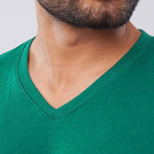 T-shirts pour hommes en coton 100% uni, col en V, pour impression, livraison rapide, prix de gros - Product Image 3