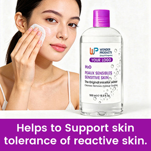 Hot Selling OEM/ODM PureDerm H2O Micellar Water Makeup Remover Skin Relief Cleanser Face Cleanser for Sensitive Skin - Product Image 2
