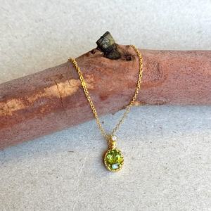 Colgante de Peridoto en Plata de Ley 925 con Baño de Oro Vermeil de 14K, Gema Natural Verde, Collar, Joyería, Regalo - Product Image 3