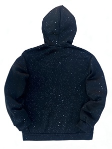 เสื้อฮู้ดซิปเต็มตัวลายเปลวไฟประดับเพชรเทียมสีดำ ยูนิเซ็กซ์ ทรงโอเวอร์ไซส์ ผ้าฟลีซหนานุ่ม สไตล์ลำลองแนวสตรีทแวร์ - Product Image 3