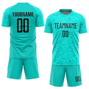 Uniforme de Fútbol Sublimado Personalizado en Negro Aqua, Ligero y Transpirable, para Entrenamiento, Equipos Masculinos, Clubes Deportivos - Product Image 2