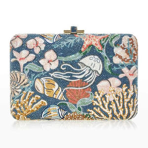 Bolso de mano con cuentas hecho a mano con diseño de vida marina, bolso de lujo clásico y moderno para mujer, ideal para fiestas nocturnas y bodas. - Product Image 1