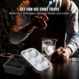 Set Combo 2-in-1 di 2 Grandi Stampi in Silicone per Sfere e Cubetti di Ghiaccio con Coperchio Riutilizzabile per Cucina o Bar - Product Image 2