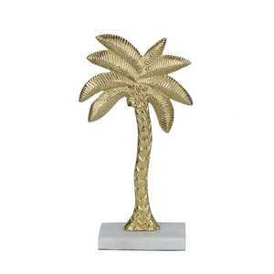 Figura Decorativa de Palmera en Aluminio Chapado en Oro, Hecha a Mano, Decoración Costera Moderna para Mesa de Salón, Hogar, Jaffs Exports - Product Image 1