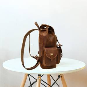 Rugged Vintage Leather <b>Backpack</b> Waterproof Anti-Theft Laptop Rucksack Genuine Leather Travel Kit LBP-0321 - Product Image 5
