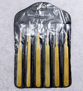 HABI INDUSTRIES Fabricant professionnel de pinces à épiler pour extensions de cils Vente en gros Pinces à épiler de précision en acier inoxydable à pointe dorée - Product Image 3