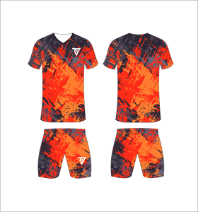 Custom Sublimated Blue Camouflage <b>Soccer</b> Jersey Set for Men V-Neck Short Sleeve Quick Dry Athletic Fit - Product Image 5