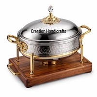 Plat à gratin en acier inoxydable avec couvercle décoratif 33 cm de diamètre, design moderne, écologique et durable, cadeau de mariage