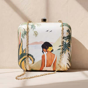 Elegante Bolso de Mano con Estampado de Flores Amarillas para Mujer, Ideal para Fiestas y Eventos Formales - Product Image 1