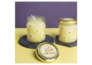 Vela de Cera de Soja Amarilla Suave con Diseño de Margarita Blanca, Ecológica, Perfumada, Hecha a Mano, Fragancia Personalizada, Moderna, No Tóxica, para Navidad, Diwali, Nueva - Product Image 1