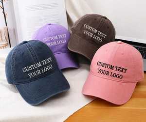 Custom Embroidered Baseball <b>Cap</b> 6-Panel Adjustable Brim Unisex Casual Solid Color Cotton Twill Hat Front Logo Placement - Product Image 3