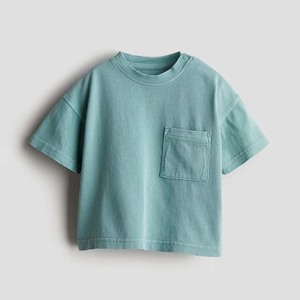 Camiseta de algodón de manga corta con cuello redondo, diseño de bolsillo, transpirable, de color liso, estilo oversize, informal para hombre. - Product Image 2