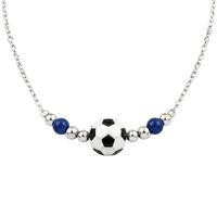 Collier ballon de football avec pendentif cylindrique personnalisé en acier inoxydable, bijoux personnalisés pour cadeaux d'équipe