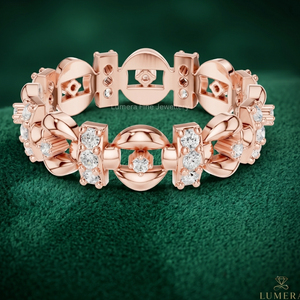 Anillo de Eternidad de Lujo con Diamantes Cultivados en Laboratorio con Corte Brillante Personalizado, Chapado en Rodio, con Piedras Laterales de Moissanita para Mujer, para Boda, IGI - Product Image 2