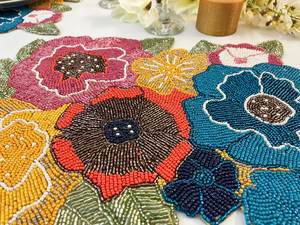 Beautiful Handmade <b>Beaded</b> <b>Placemats</b> Intricate Embroidery Dining Table Accessories for Home Kitchen Party and Celebration - Product Image 1