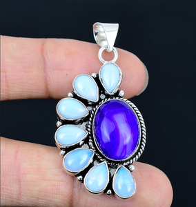Pendentif demi-fleur en pierres précieuses naturelles, breloque florale pour collier, bijoux pour femmes - Product Image 1