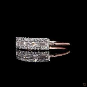 0.50ct แถบเพชรทรงเหลี่ยมที่หรูหราและเพชรกลมประดับเพชรสีโรสโกลด์แลปสำหรับปลูกเพชรวางซ้อนกันได้ - Product Image 2