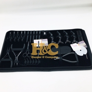 New Professional Stainless Steel Hair Extension Pliers Kit with I Tip Big Size Loop <b>Hook</b> <b>Clip</b> Box Threads Shape Needle Scissors - Product Image 2