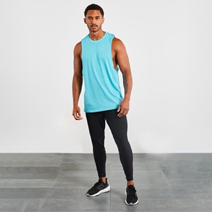 Camiseta sin mangas deportiva para hombre, 100% algodón, que absorbe el sudor, con logo frontal, ideal para correr y actividades deportivas. - Product Image 5