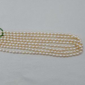 Collar de Perlas de Agua Dulce Naturales Blancas de 4mm 5mm, Forma Ovalada de Arroz, Perlas con Buen Brillo, Joyería con Cuentas, Envío Rápido - Product Image 2