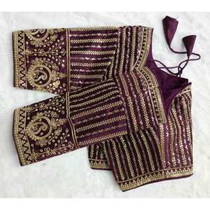 DESIGNER PHANTOM SECUENCIA DE BORDADO DE SECUENCIA DE TRABAJO LISTO PARA LLEVAR BLUSA VINO - Product Image 1