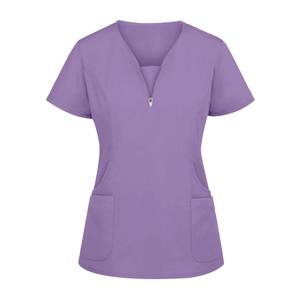 Breathable Wholesale High Quality V Neck Women s Nurse Uniform Jersey Fabric Summer Hospital <b>Scrubs</b> Customizable <b>Tops</b> For Women - Product Image 3