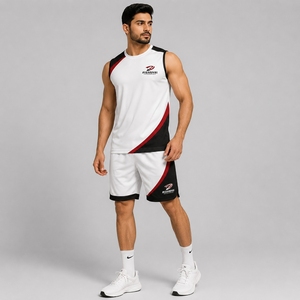 Conjunto de pantalones cortos sin mangas para hombre, conjunto deportivo ligero de dos piezas, ropa deportiva informal de tela transpirable para entrenamiento en el gimnasio y verano - Product Image 6
