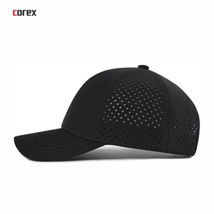 Casquette de baseball noire découpée au laser à 6 panneaux, 100 % polyester, maille respirante, broderie 3D, ajustement par bouton, unisexe, voyage, extérieur, printemps - Product Image 3