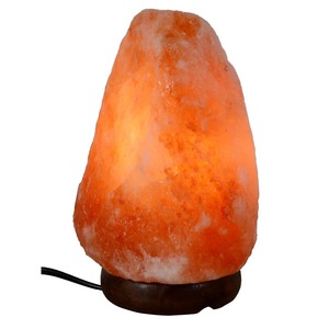 Lampe au sel de l'Himalaya avec base en bois de Neem + prise + interrupteur + lampe de nuit pour la thérapie de purification de l'air lumière de roche minérale naturelle - Product Image 5