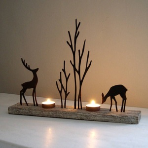 Portavelas Decorativo de Latón con Acabado Dorado en Forma de Ciervo, Ideal para Eventos Navideños, Fiestas y Decoración del Hogar - Product Image 2
