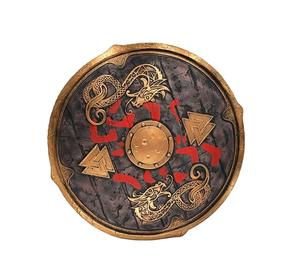Bouclier Viking en bois brun médiéval fait à la main, bouclier rond de guerrier, décoration murale rustique nordique pour la maison ou le bureau - Product Image 3