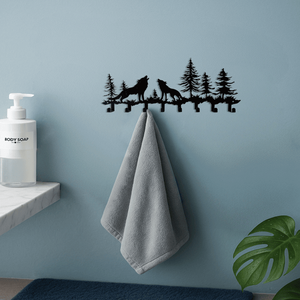 Wolf Key Holder <b>Wall</b> Mount Rustic 8 <b>Hook</b> Coat <b>Rack</b> for Keys Hats Scarves-Entryway Organizer for Hallway Bedroom Bath - Product Image 6
