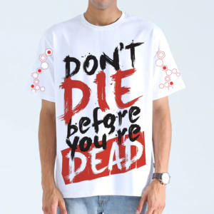 T-shirt personnalisé coupé et cousu, en coton, imprimé graphique, lourd, délavé à l'acide, vintage, grande taille, oversize pour homme - Product Image 1