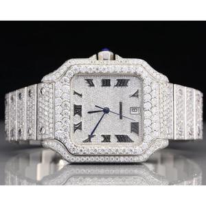 Montre en acier inoxydable la plus vendue, sertie de moissanite et de diamants de clarté VVS, cadran en verre glacé, logo personnalisé disponible, montre diamantée - Product Image 6