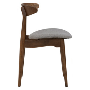 Silla de Comedor Premium Resistente, Respaldo de Madera Curvada de Roble Cacao, Asiento de Tela Gris, Muebles Modernos para Comedor, Ideal para Apartamentos - Product Image 2