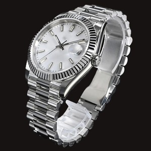 Reloj de Lujo Unisex para Fiesta, Diseño Personalizado, con Esfera Blanca Redonda Exclusiva, Fecha Automática, Movimiento de Cuarzo y Acero Inoxidable - Product Image 4