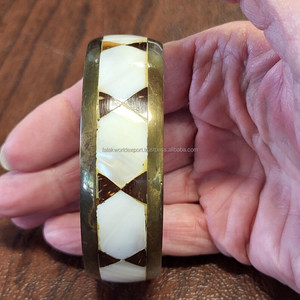 Precioso brazalete de latón antiguo chapado en oro hecho a mano madre perla piedra preciosa joyería ajustable de Falak World Export Animal Style - Product Image 4