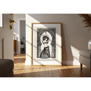 Aqdus Saleem Orientalist Belly Dancer Framed <b>Canvas</b> Art-Traditional Design Eco-friendly Handcrafted Walnut Wood <b>Frame</b> - Product Image 3