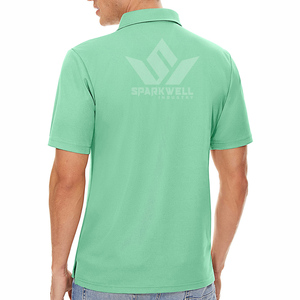 เสื้อโปโลแขนสั้นสีเขียวล้วนสำหรับผู้ชาย ผ้าฝ้ายปิเก้ ระบายอากาศได้ดี สวมใส่สบาย ทรงปกติ ติดกระดุม คอปก - Product Image 5