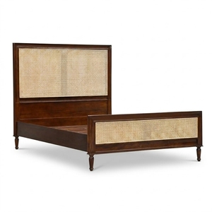 Lit en bois massif, modèle classique en rotin pour hôtel - Product Image 1