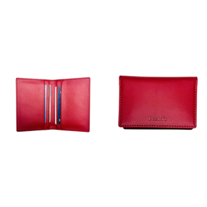 <b>Red</b> Microfiber Fabric Bifold <b>Wallet</b> Slim Card Holder Custom Logo Business Card Case for Unisex - Product Image 2