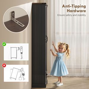 71\" Modern Design <b>Pantry</b> <b>Kitchen</b> Storage Cabinet Black with Adjustable Shelves Barn Doors Drawer for Dining Room Made Plywood - Product Image 6
