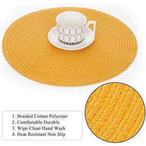 Set di 6 tovagliette antiscivolo intrecciate da 15 pollici, lavabili, in cotone e poliestere, resistenti al calore, per la cucina. - Product Image 6