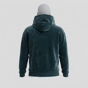 Sweat-shirt à capuche zippé en molleton vert foncé pour homme, coupe classique, 100 % coton, écologique, respirant, brodé, vêtement d'hiver - Product Image 3