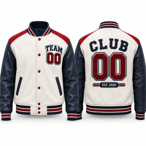 Veste universitaire unisexe en polaire marine avec logo d'équipe imprimé en relief, style vêtement de travail durable, vêtement d'extérieur d'hiver - Product Image 1
