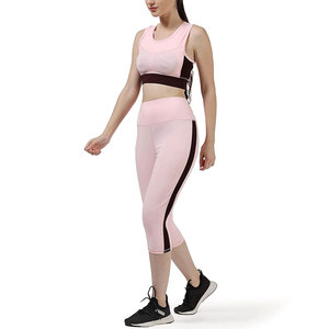 Custom <b>Pink</b> Women <b>Gym</b> Activewear <b>Set</b> Mid Waist Sports Bra Leggings 2 Piece Workout Yoga Fitness Suits Adults Solid - Product Image 4