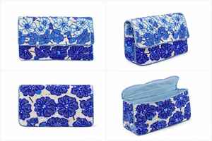 Bolso de Mano de Lujo Hecho a Mano con Cuentas Florales Azules, Bolso de Noche de Diseñador, Accesorio de Moda para Fiestas - Product Image 2