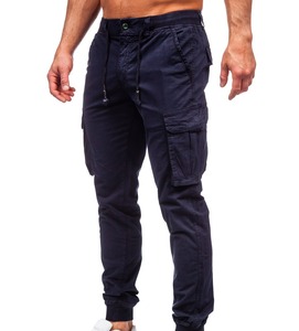 Pantalones Cargo de color gris sólido para hombre, ropa de trabajo holgada y recta de gran tamaño, pantalones informales de algodón para correr negros transpirables para hombre - Product Image 5