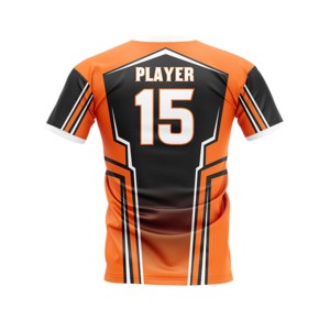 Camiseta de Campeonato de Fútbol para Hombre, Naranja y Negra, con Estampado Sublimado, Cuello Redondo, Manga Corta, Absorbe la Humedad, Corte Atlético - Product Image 3