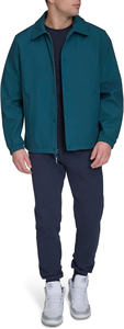 Men's Teal Bomber Jacket Windproof Zipper Closure Casual Turn-down Collar Regular Fit Polyester Shell Autumn Wear - Product Image 3